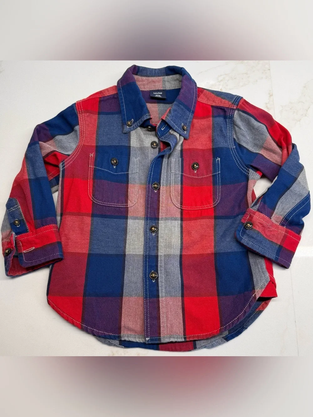BabyGap Boys 18-24M Shirt Bundle Plaid Salmon Vintage Red